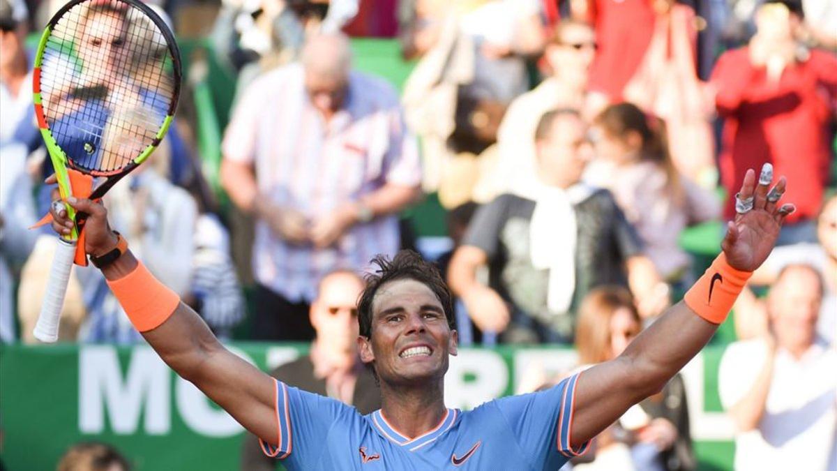 Nadal celebra el pase a semifinales sobre la Rainiero III