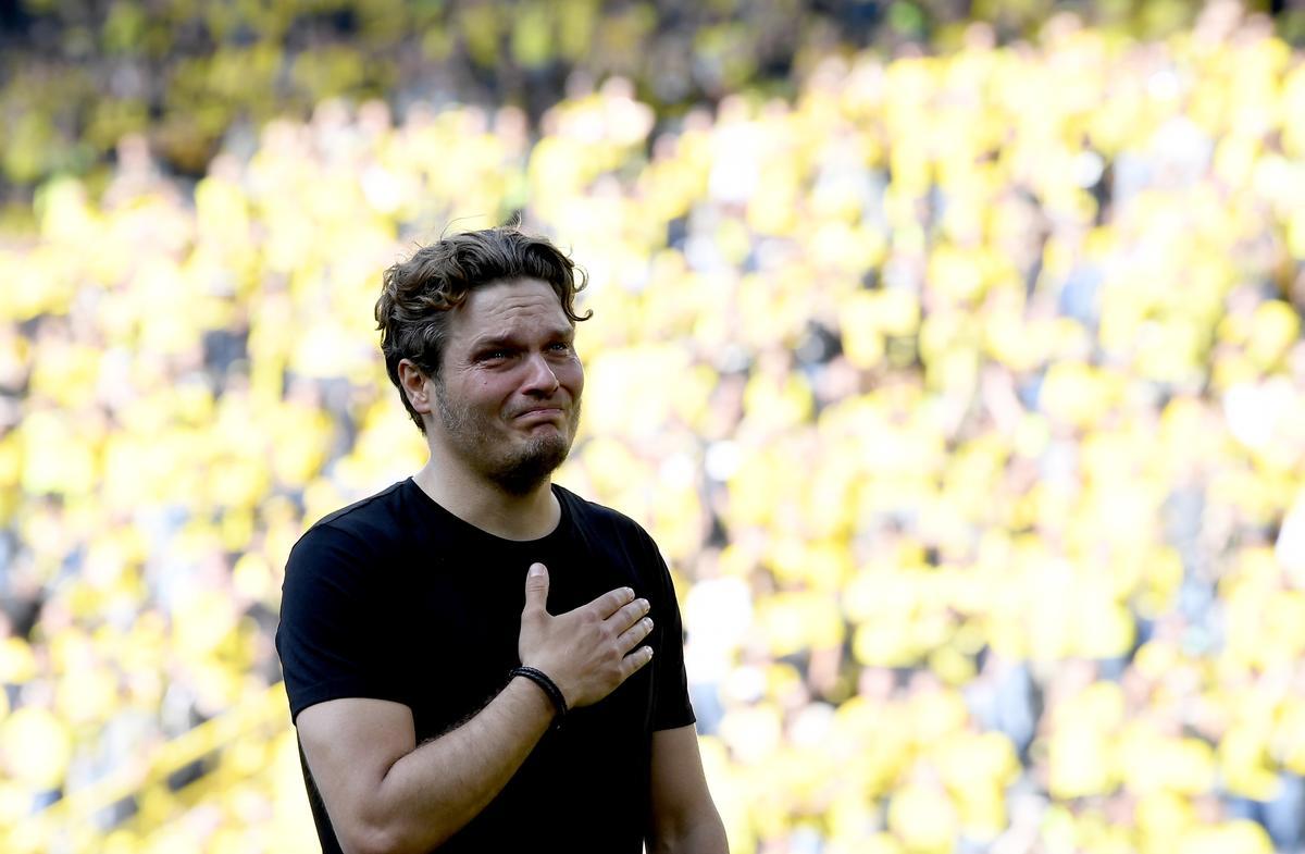 El entrenador del Dortmund, entre lágrimas.