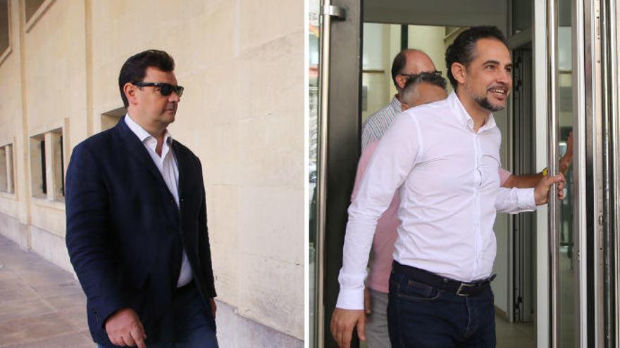 A la izquierda, Vicente López, jefe de Gabinete de Alcaldía y el concejal Israel Cortés, hoy a las puertas de la Fiscalía