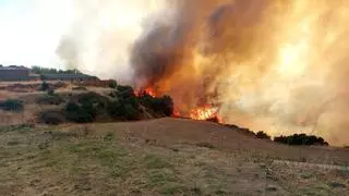 Vecinos de las Cinco Villas, desde el incendio forestal de Orés (Zaragoza): "El fuego está en las paredes del cementerio y está saltando"
