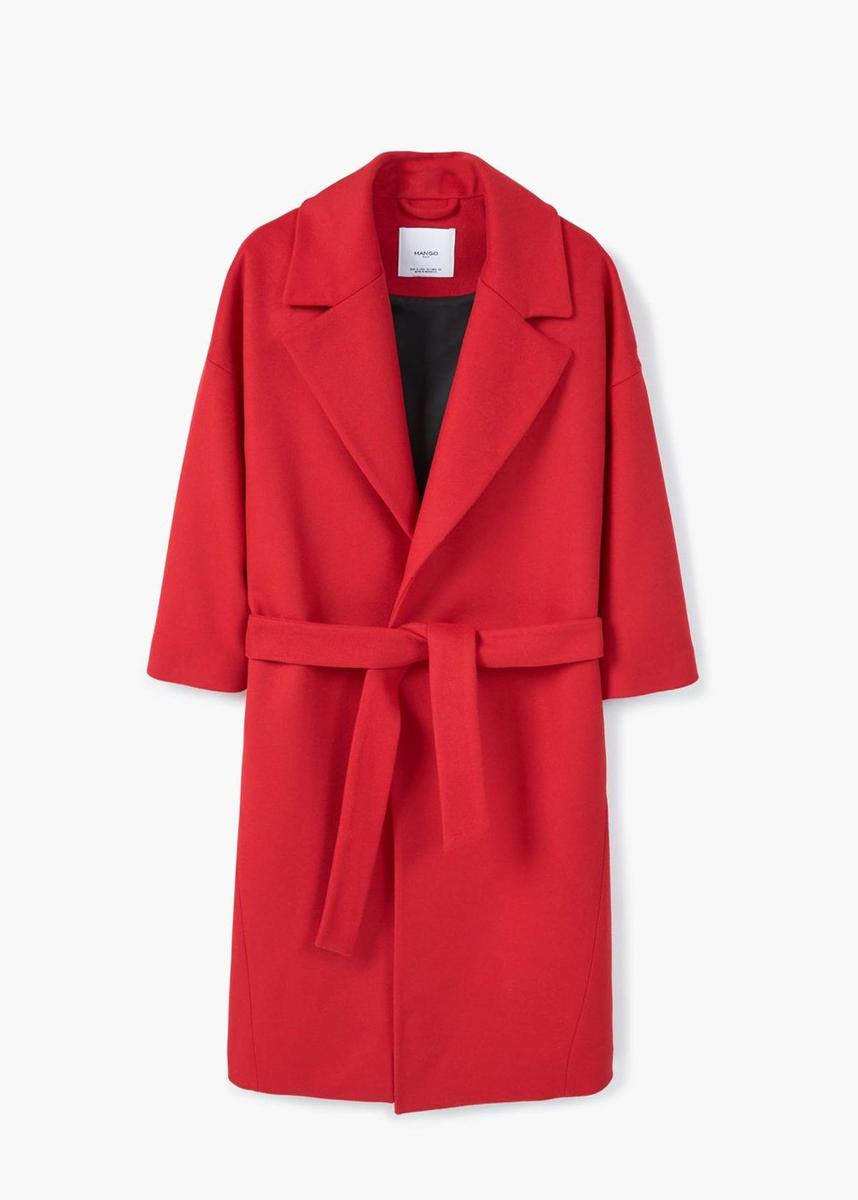 Abrigo de lana rojo de MANGO (119€)