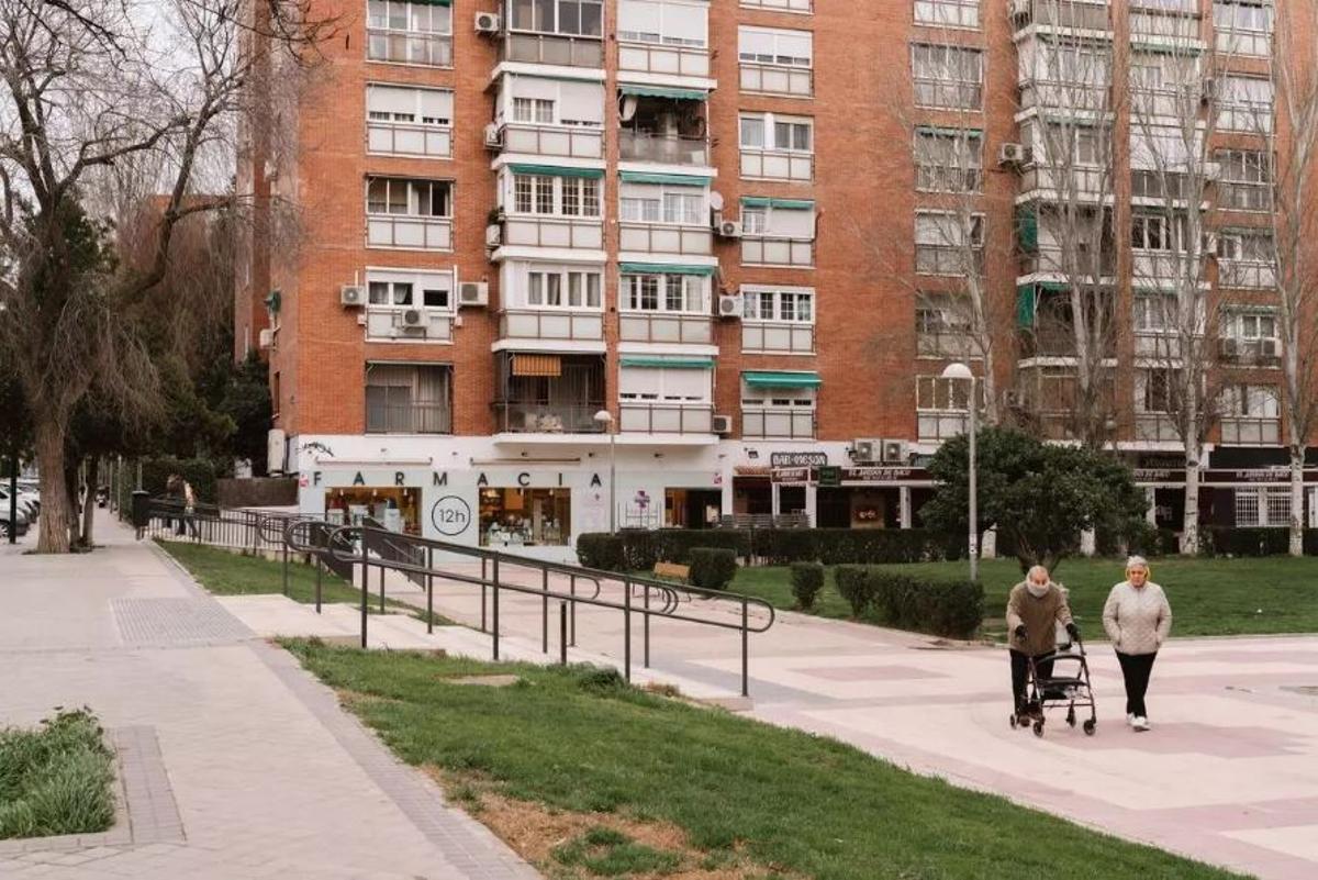 Vista de blocs en Santa Eugenia, Madrid, en l'estació de Rodalia de la qual va explotar una de les bombes