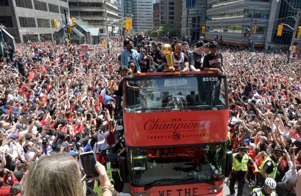 Los Raptors celebran el título de la NBA