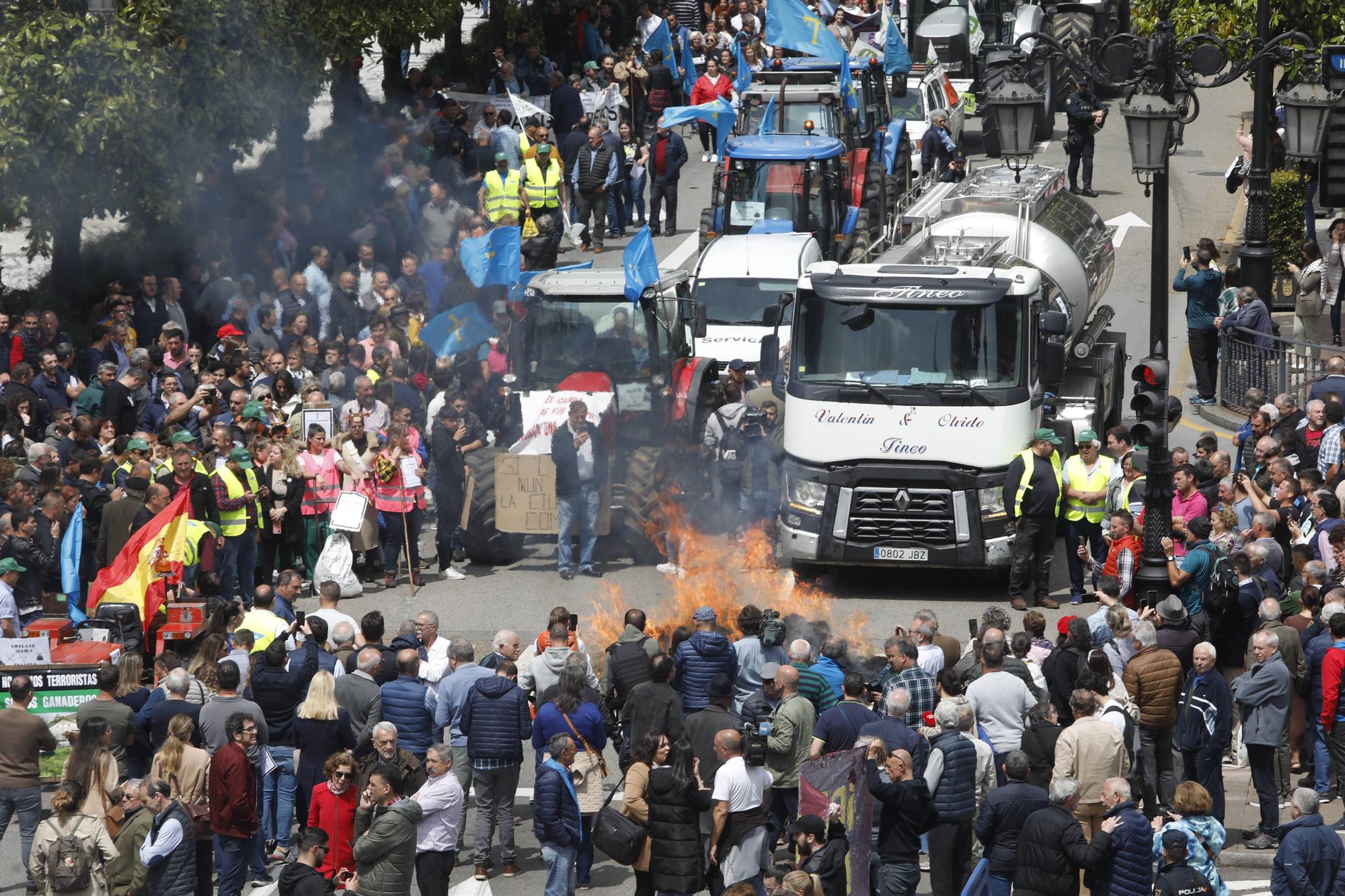 EN IMÁGENES: Así fue la tractorada de protesta del campo asturiano en Oviedo