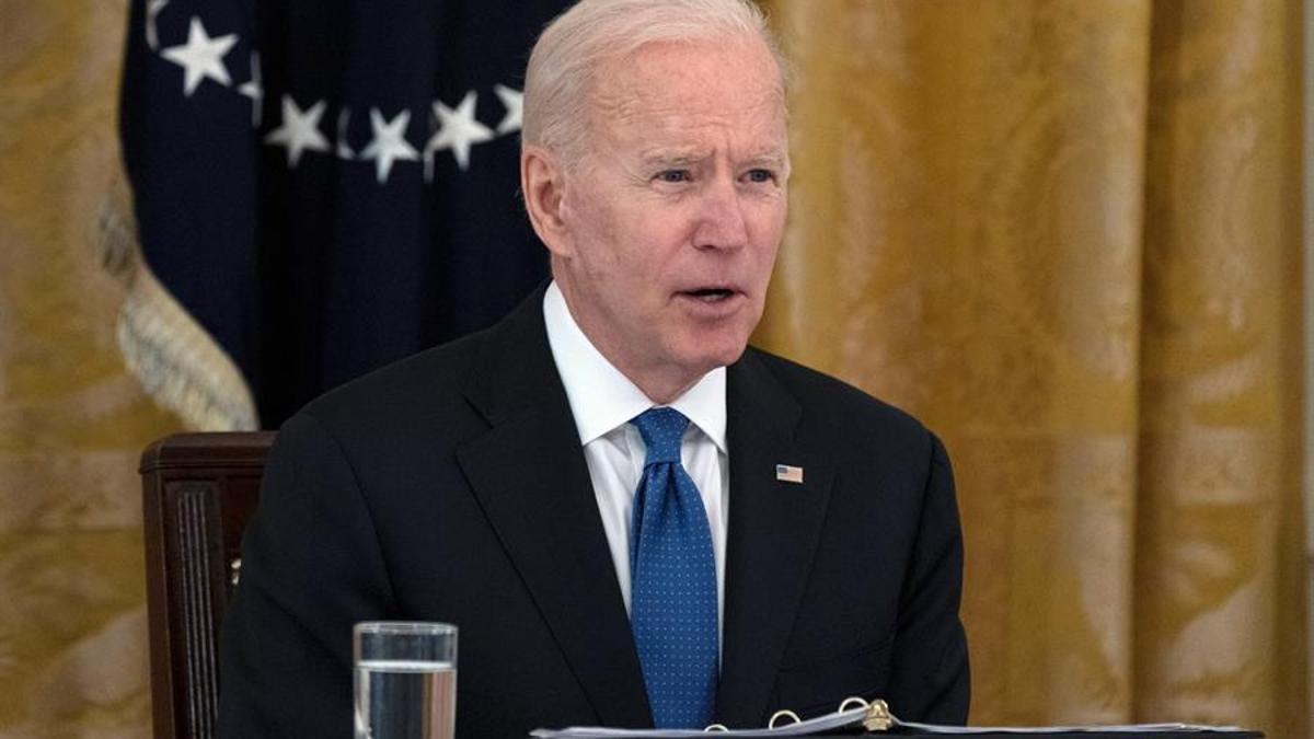 Joe Biden, durante la primera reunión de su gabinete de gobierno.