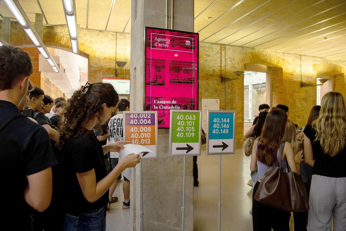 Pruebas de selectividad en el campus de la Ciutadella de la UPF de Barcelona