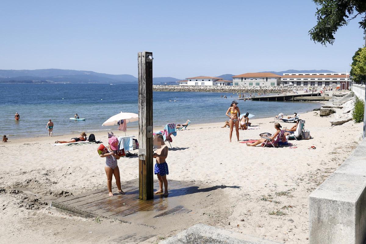 La playa de Vilaxoán, hace escasas horas.