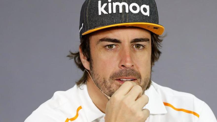 Alonso en la rueda de prensa del GP de Baréin.