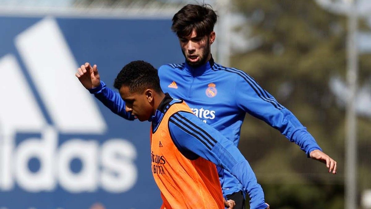 Rodrygo, en el entrenamiento de preparación para la Champions