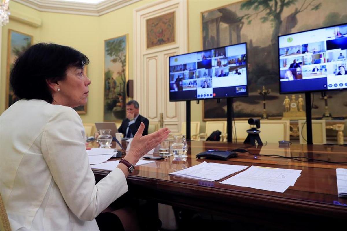 La ministra de Educación, Isabel Celaá, durante la Conferencia Sectorial de Educación por videoconferencia.