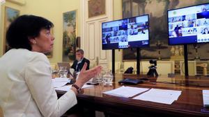 La ministra de Educación, Isabel Celaá, durante la Conferencia Sectorial de Educación por videoconferencia.