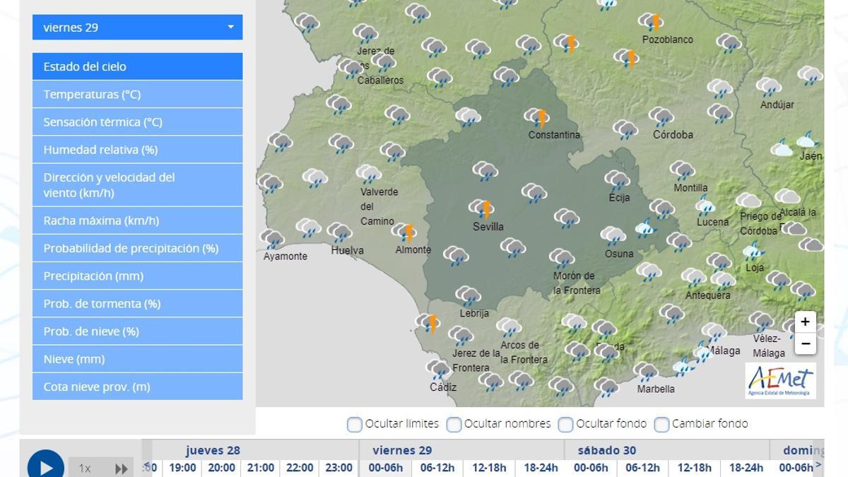 Mapa del tiempo para la Madrugá