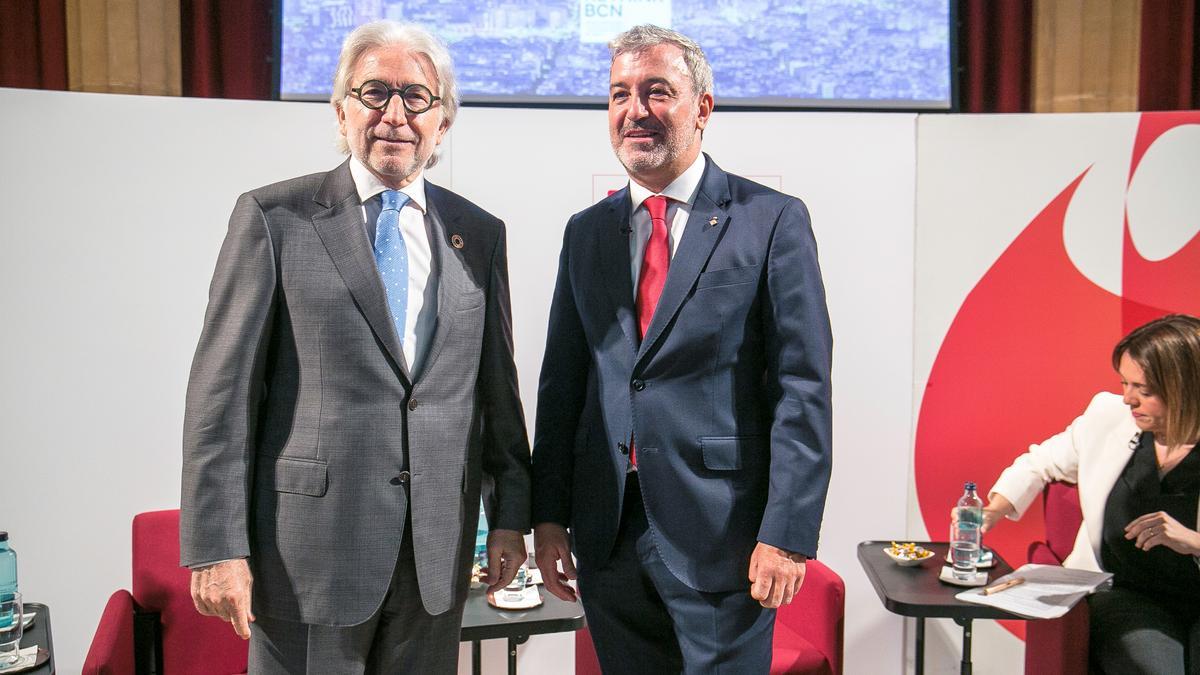 Josep Sánchez Llibre y Jaume Collboni en un acto en Foment en 2022