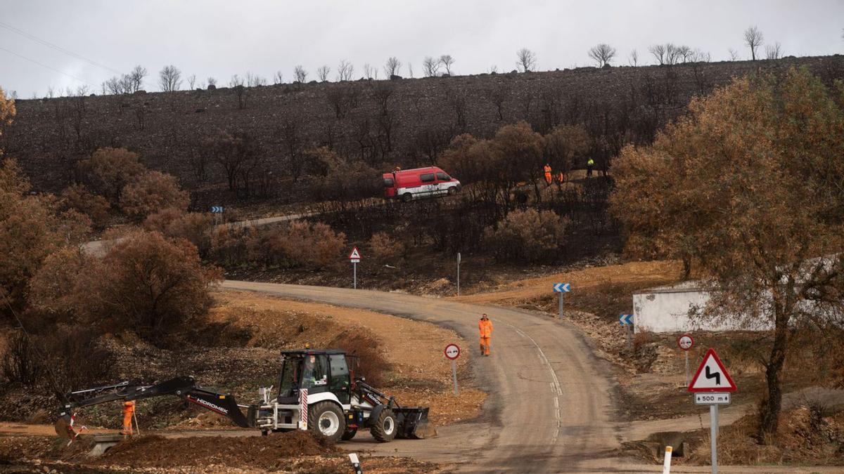 Cuadrillas de la Junta limpian y retiran piedras de las carreteras tras las lluvias | E. F.