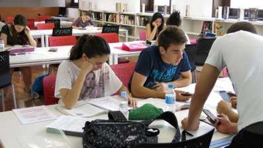 Los estudiantes ocupan las aulas de estudio de la biblioteca.