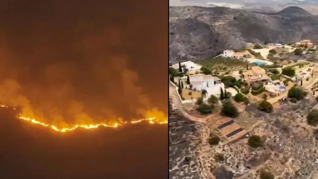 Impresionantes vistas aéreas del durante y el después del incendio de Los Gallardos
