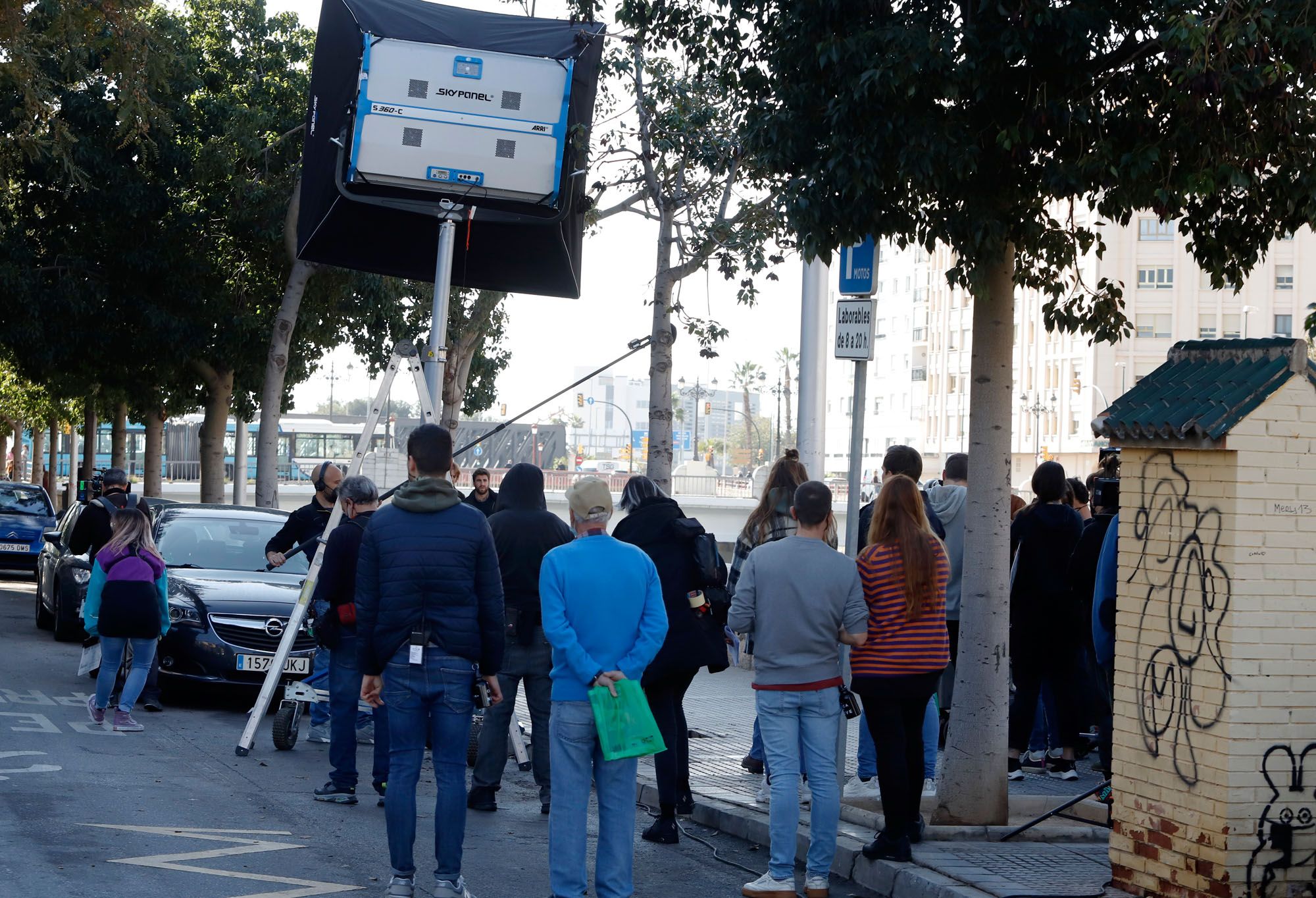 Rodaje de la serie 'La chica de nieve' de Netflix en Málaga.