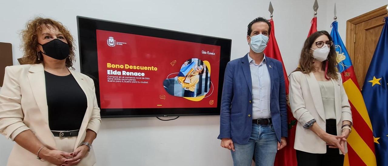 La presentación de la campaña del bono descuento para el comercio en Elda.