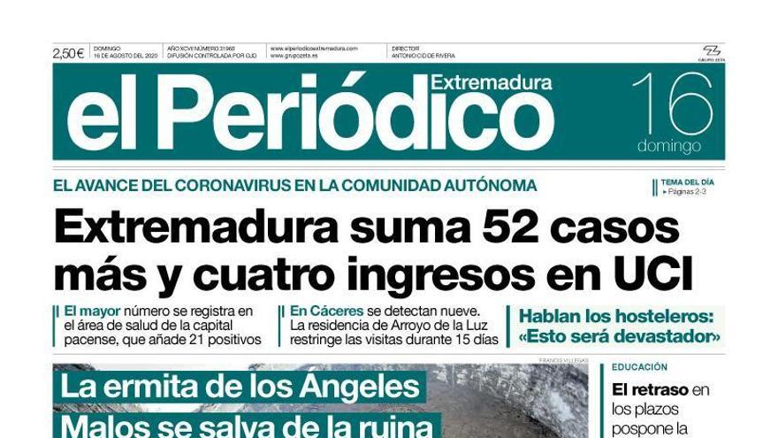 Esta es la portada de EL PERIÓDICO EXTREMADURA correspondiente al día 16 de agosto del 2020