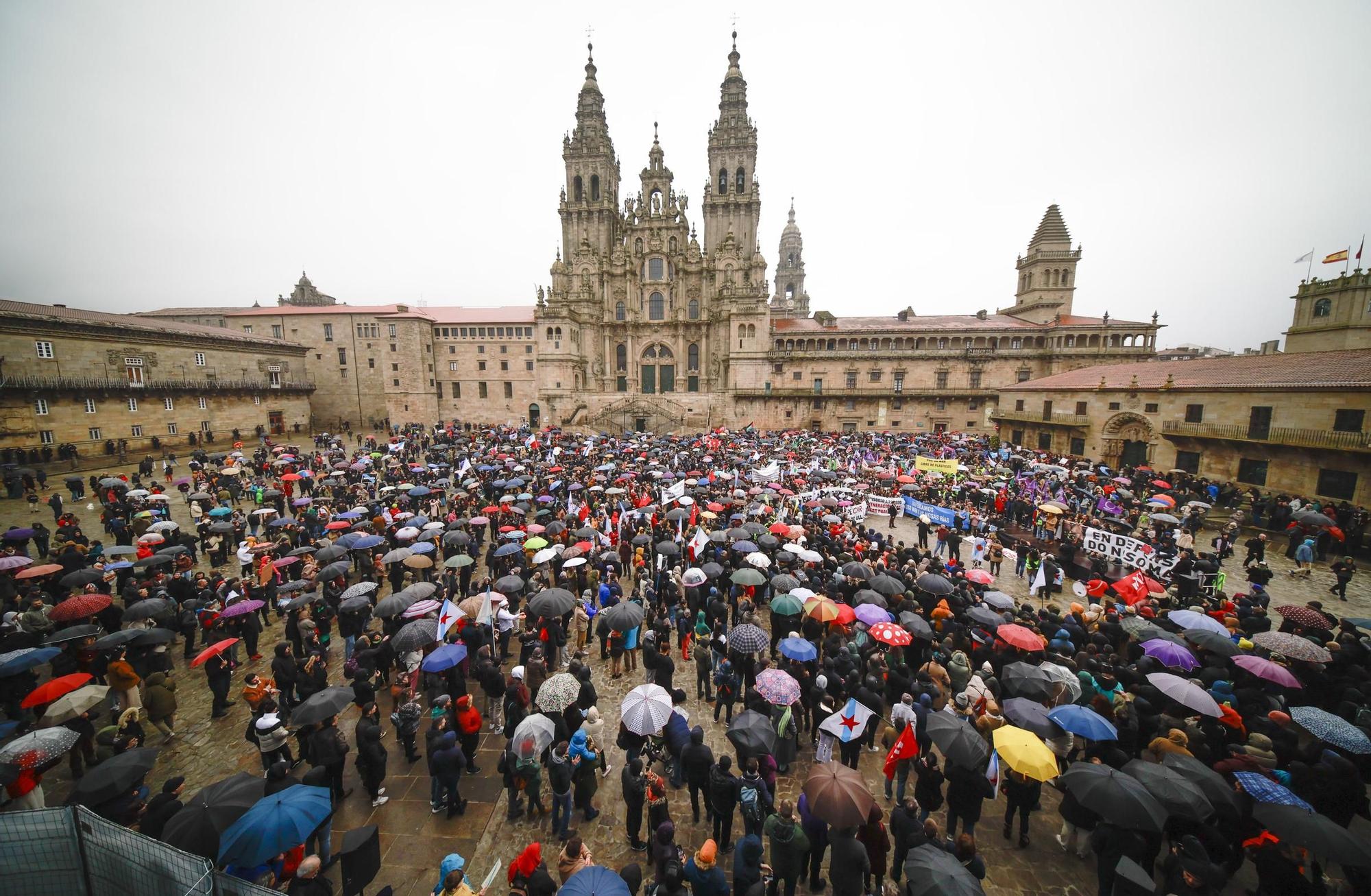 Así se ha desarrollado la manifestación por la crisis de los pélets en Santiago