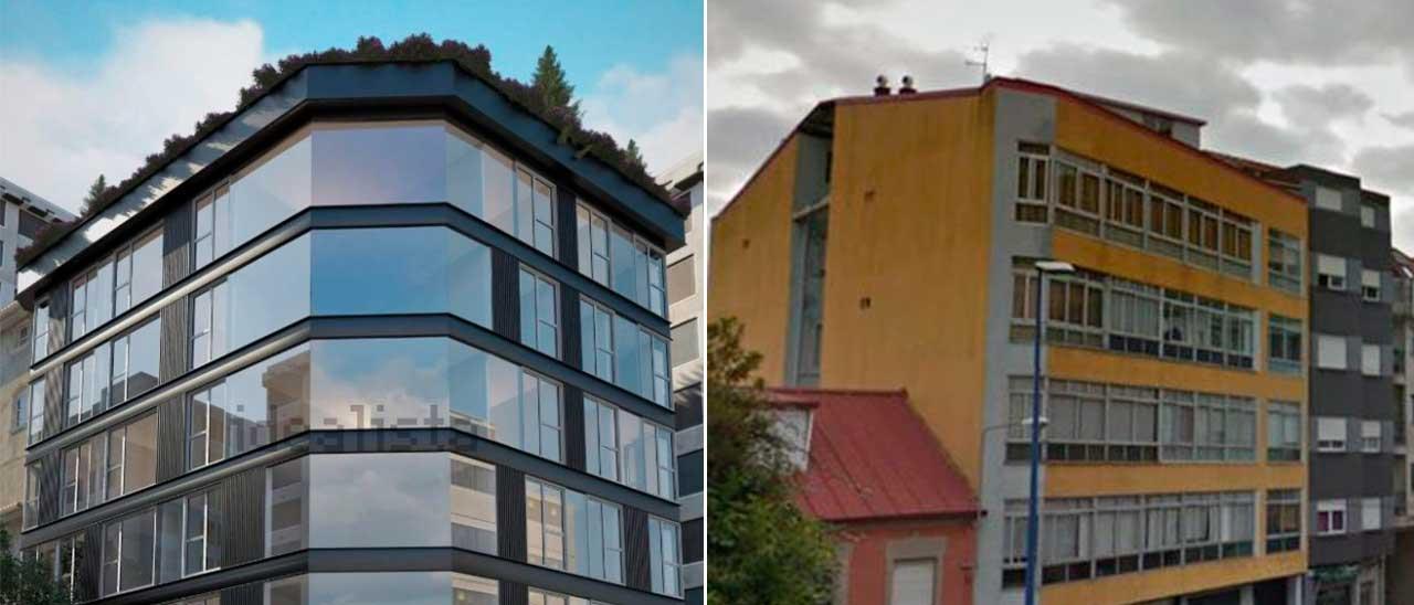 Obra nueva terminada en Vázquez Varela y un edificio de un bloque de Travesía de Vigo