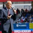 Habla Rafa Yuste en la presentación de la Barça Academy en el Estadi Johan Cruyff.