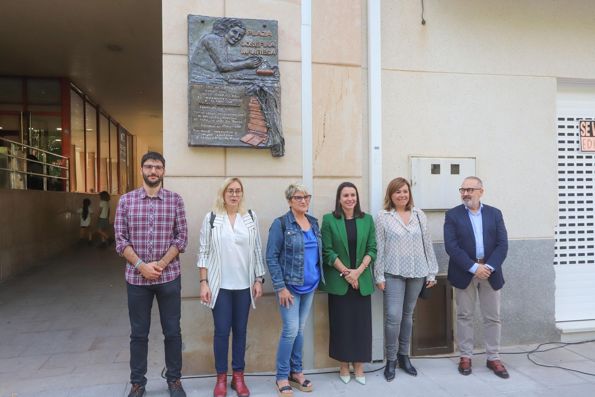 Orihuela le dedica una plaza en homenaje a Josefina Manresa