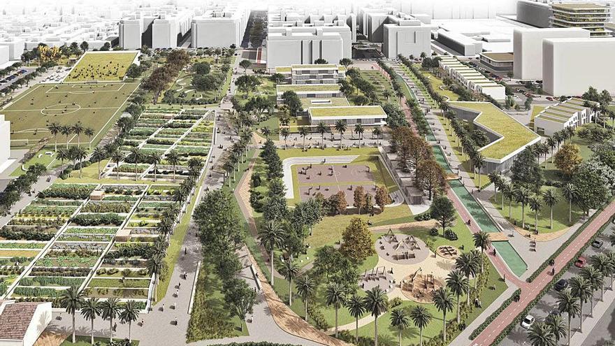 Propuesta de Metrovacesa, con huertos, jardines e instalaciones deportivas. | LEVANTE-EMV