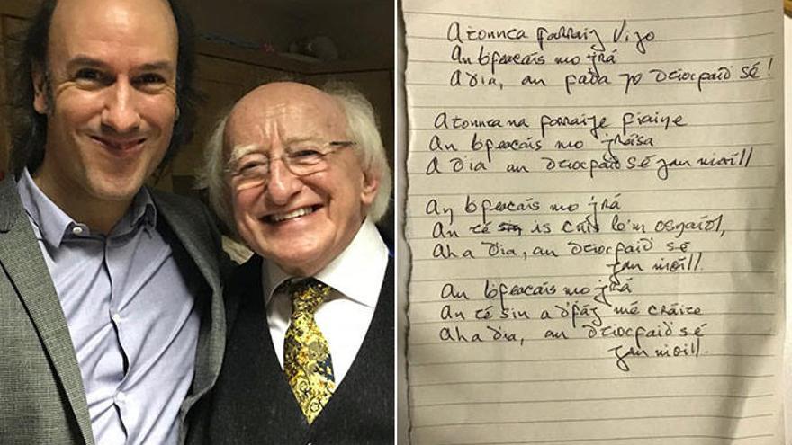 Carlos Núñez y Michael D. Higgins, presidente de Irlanda. // FB