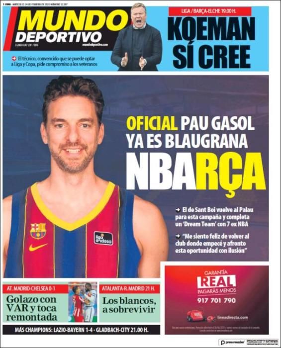 Portada MUNDO DEPORTIVO miércoles 24 febrero 2021