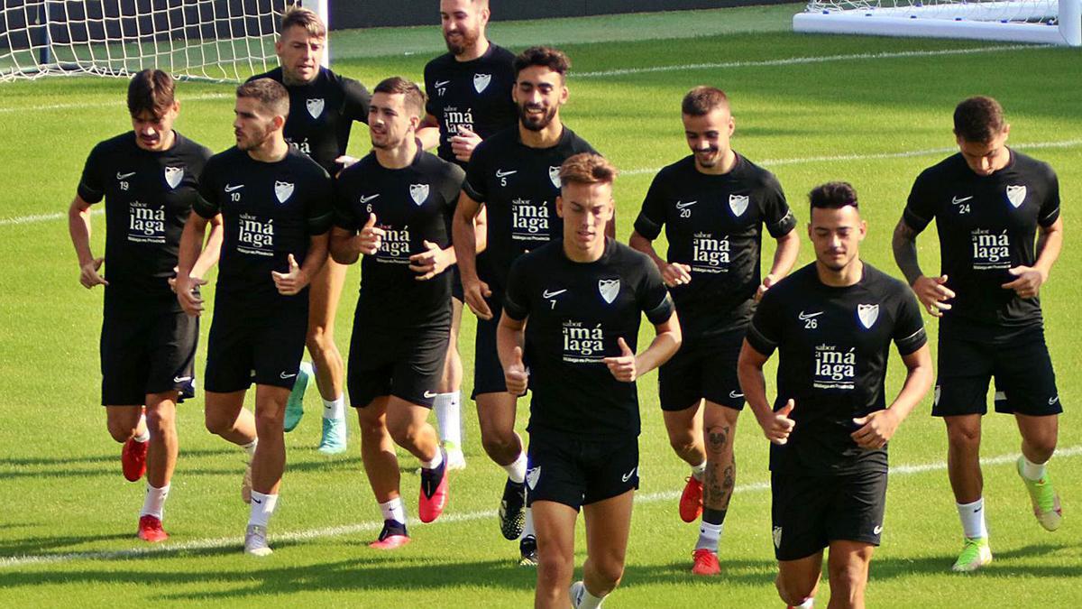 Una sesión de entrenamiento del Málaga CF.