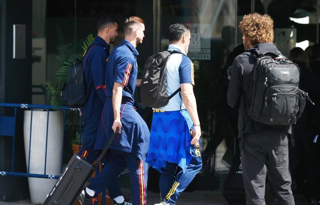 Llegada de la selección Española a Málaga, que se enfrentará ante la Selección de Noruega.