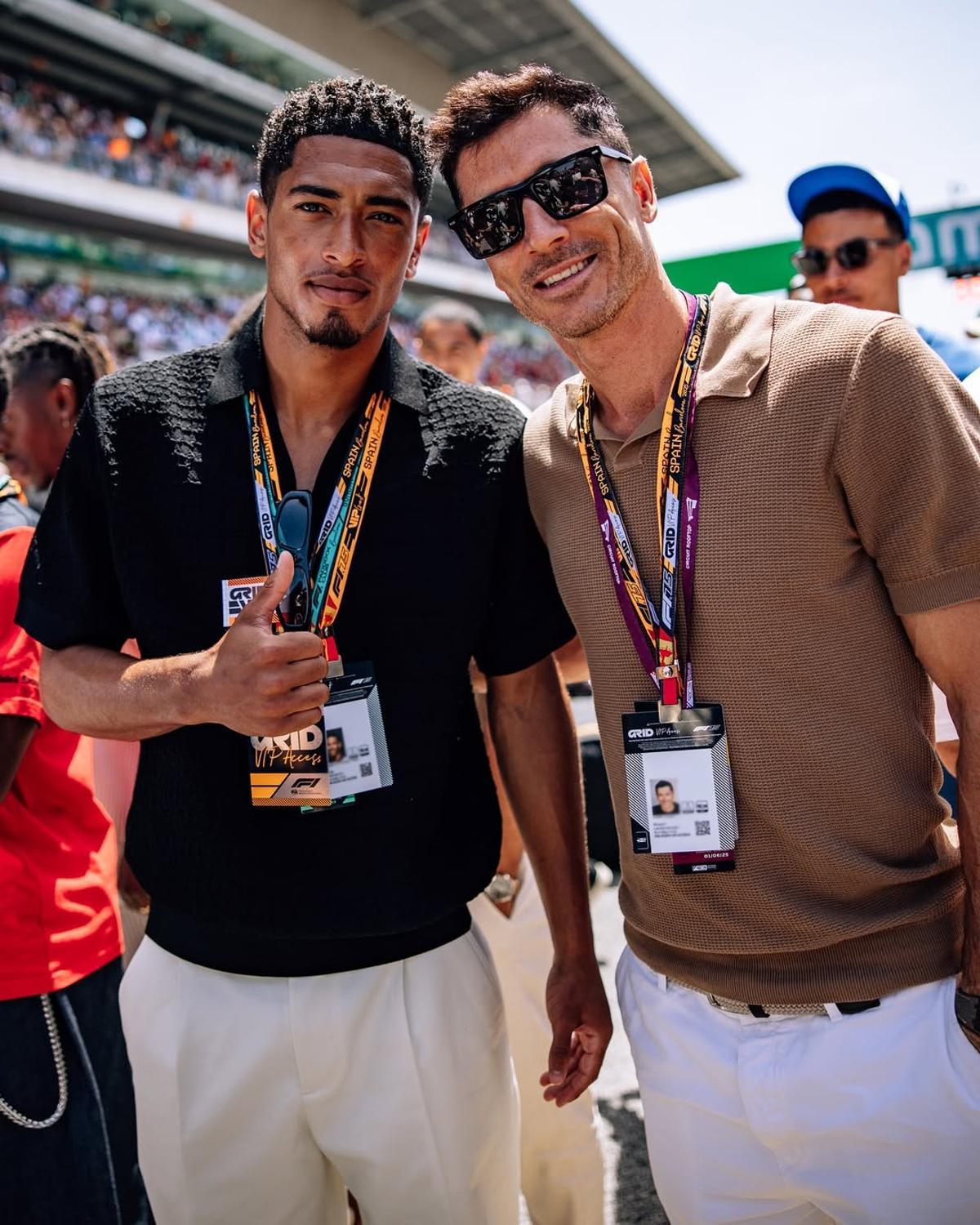 Jude Bellingham, jugador del Real Madrid, y Robert Lewandowski, futbolista del FC Barcelona, en el Circuit Barcelona/Catalunya Jude Bellingham, jugador del Real Madrid, y Robert Lewandowski, futbolista del FC Barcelona, en el Circuit Barcelona/Catalunya