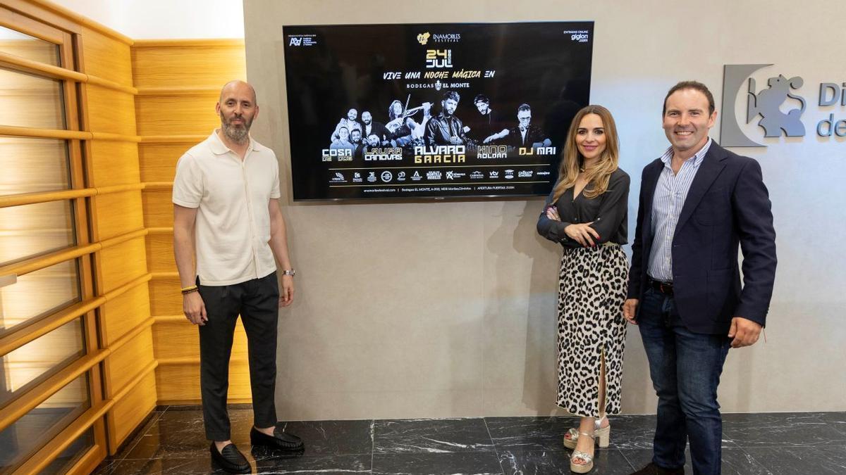 Eduardo Lucena, Narci Ruiz y Antonio López, en la presentación de Enamoriles Festival en la Diputación de Córdoba.