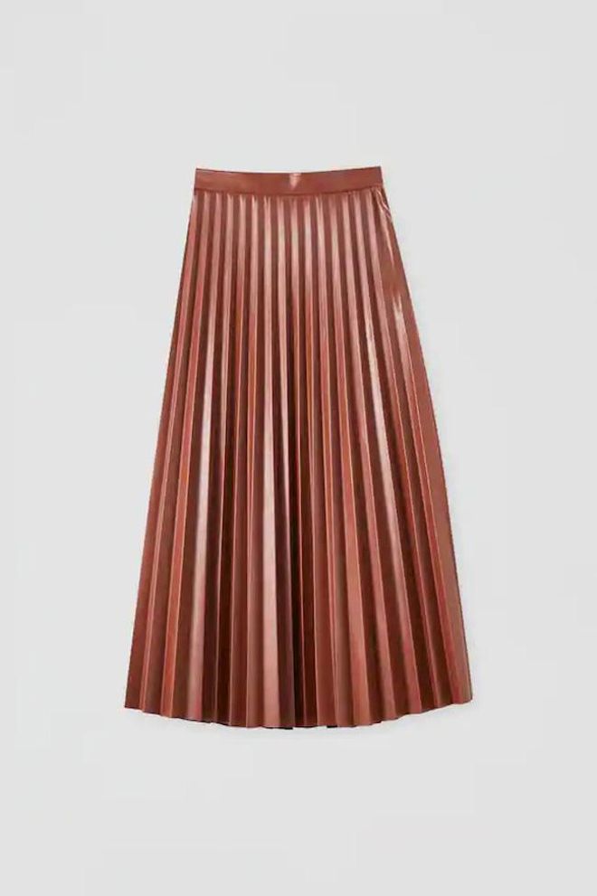 Falda midi plisada efecto piel, de Pull&Bear