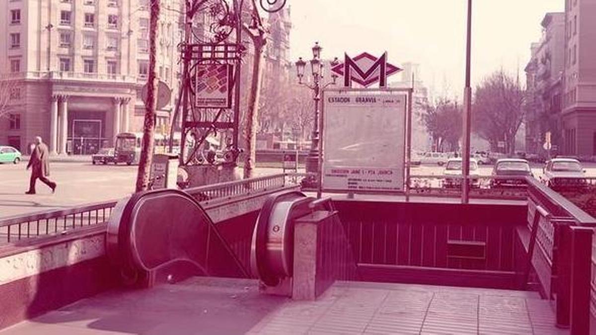 Antigua estación de Gran Vía, actual Passeig de Gràcia, en una imagen del 1973