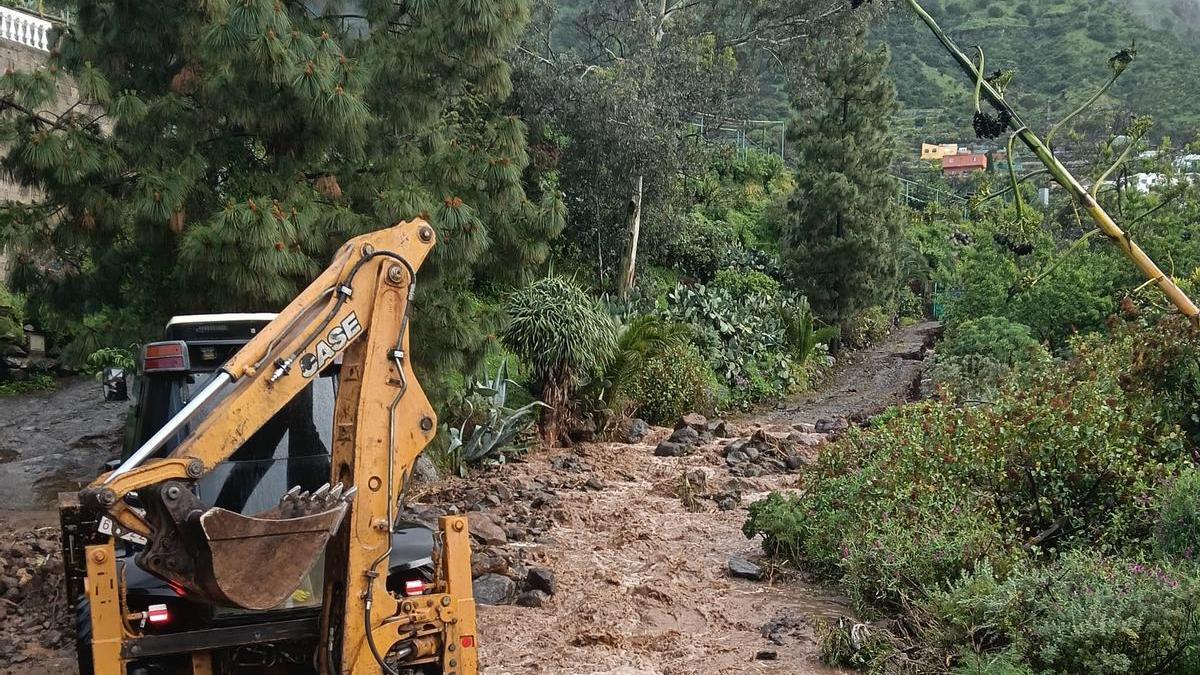 Riadas y desprendimientos en el Rincón de Tenteniguada, en Valsequillo