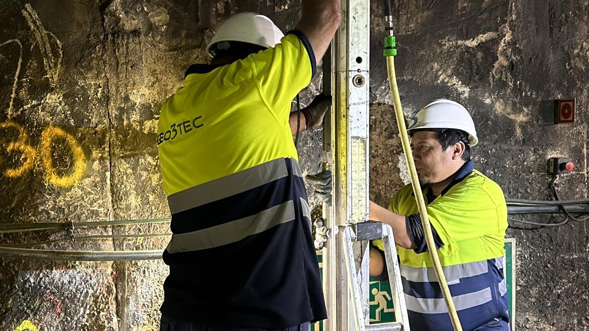 Otro de los puntos de perforación del lateral del túnel de Ferrocarrils, en la línea Anoia-Llobregat