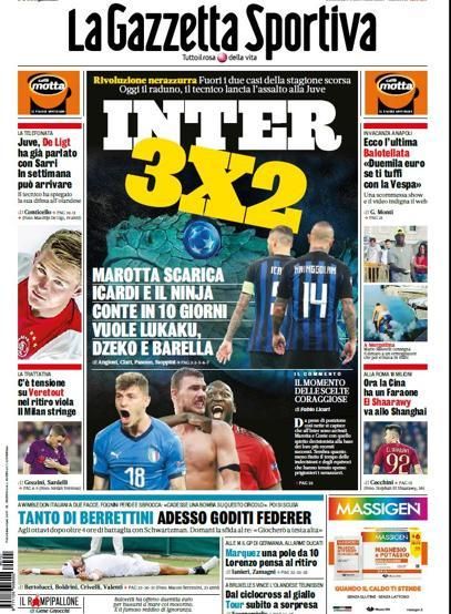 Portada GAZZETTA SPORTIVA domingo 7 julio 2019