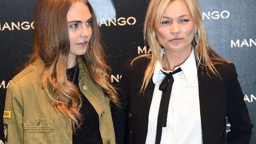 Cara Delevingne y Kate Moss, ayer.