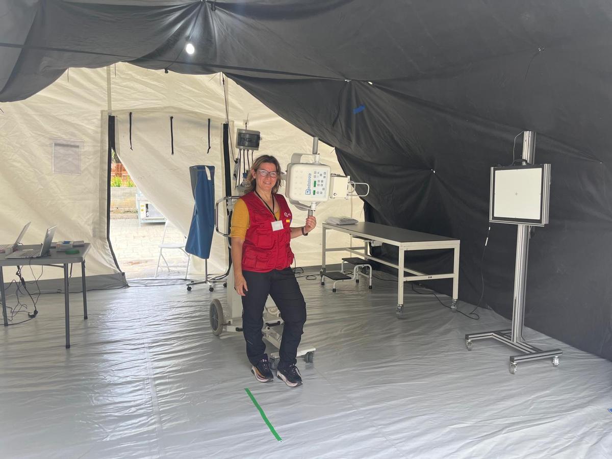 Eva Mansilla en el hospital de campaña en Venezuela.