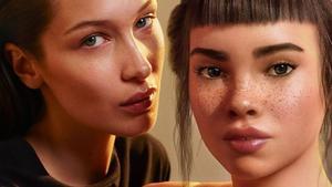 Bella Hadid y la ’influencer’ virtual Lil Miquela.