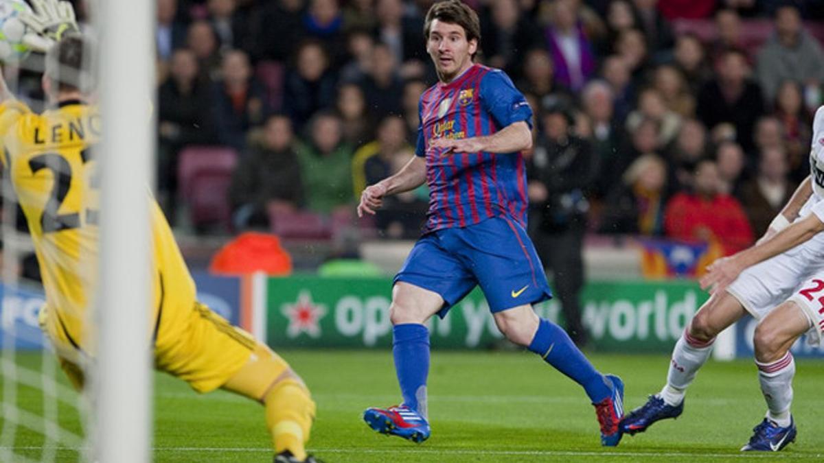 Messi marcó cinco goles al Bayer Leverkusen después del último 1-3 del FC Barcelona en un partido de ida en eliminatoria europea