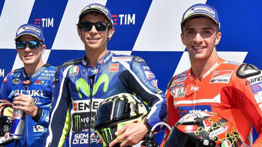 Viñales, Rossi y Iannone.