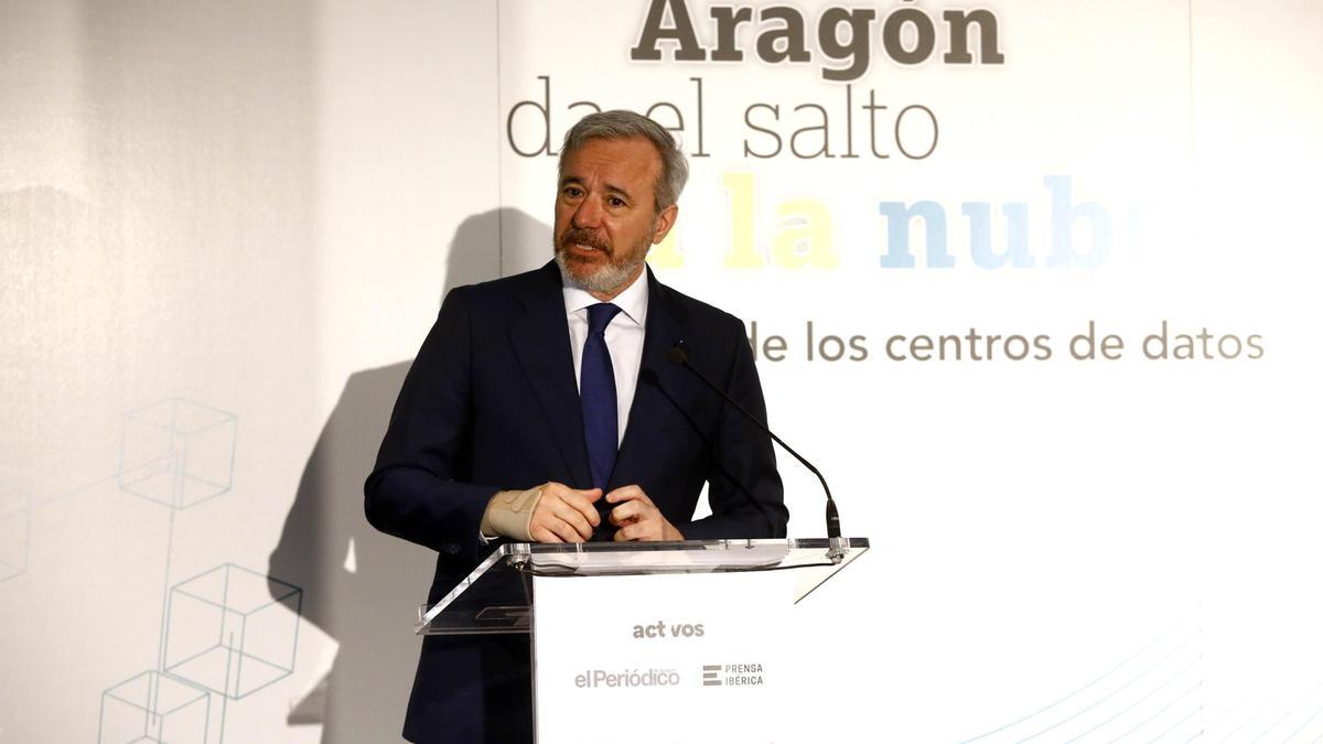 El presidente de Aragón, Jorge Azcón, en la apertura del Foro 'Aragon da el salto a la nube'.