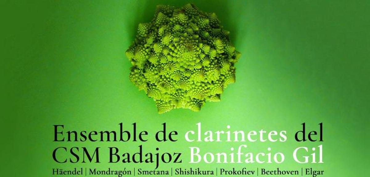 Cartel concierto del ensemble de clarinetes del CSM Badajoz.