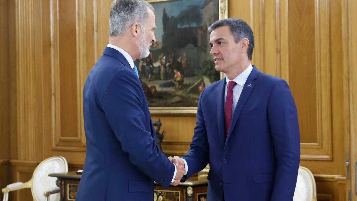El Rey Felipe Vi recibe al secretario general del PSOE y presidente en funciones, Pedro Sánchez.