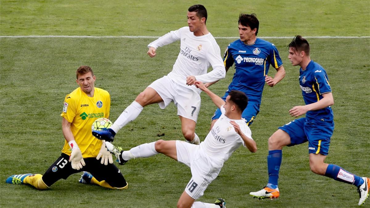 Cristiano Ronaldo en una acción durante el Getafe-Real Madrid de la pasada temporada