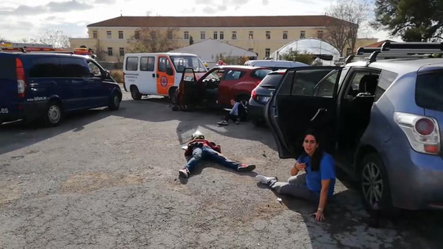 Simulacro de macroaccidente de la Escuela de Enfermería en Tetuán