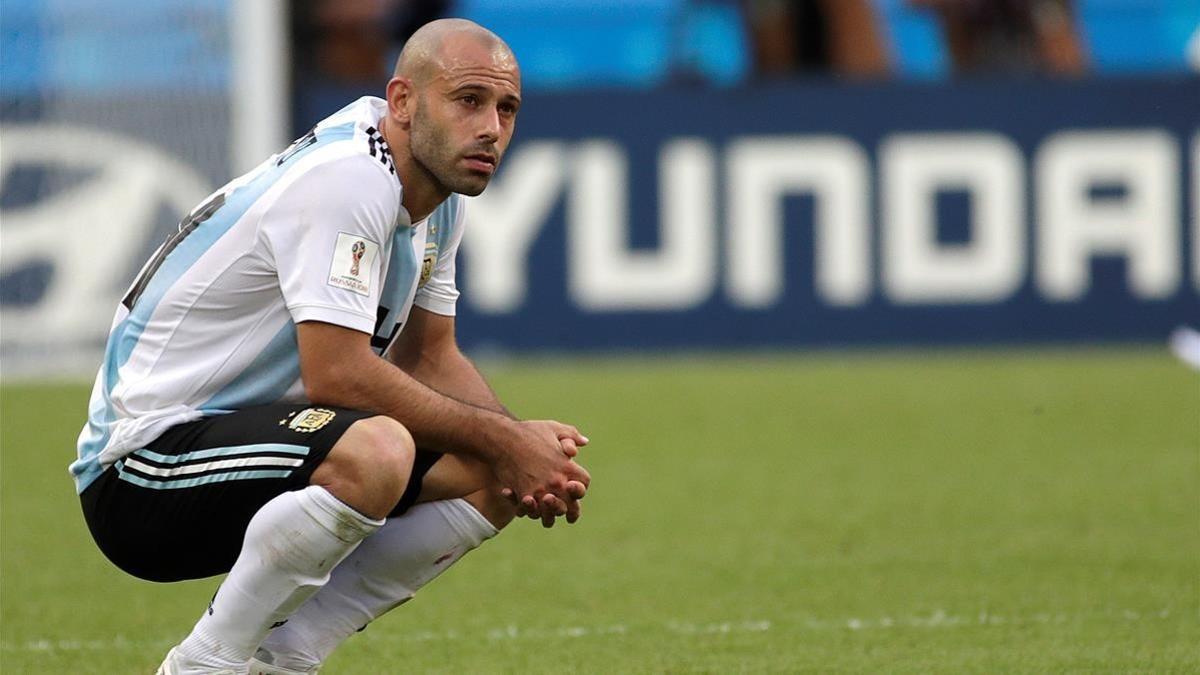 Mascherano, abatido en Kazán tras quedar eliminado del Mundial.